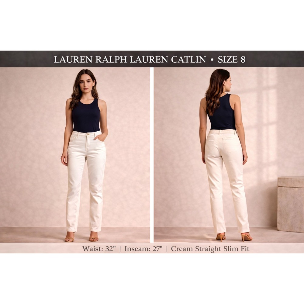 Lauren Ralph Lauren Catlin Cream Straight Slim Fit Pants Mens Size 8 Off White